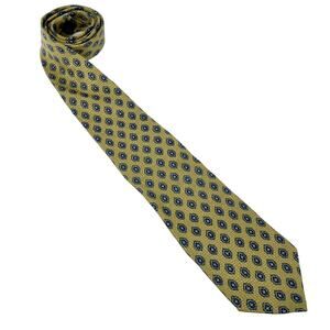 00s AMHERST AND BROCK Vintage Yellow Blue Silk Geometric Print Tie